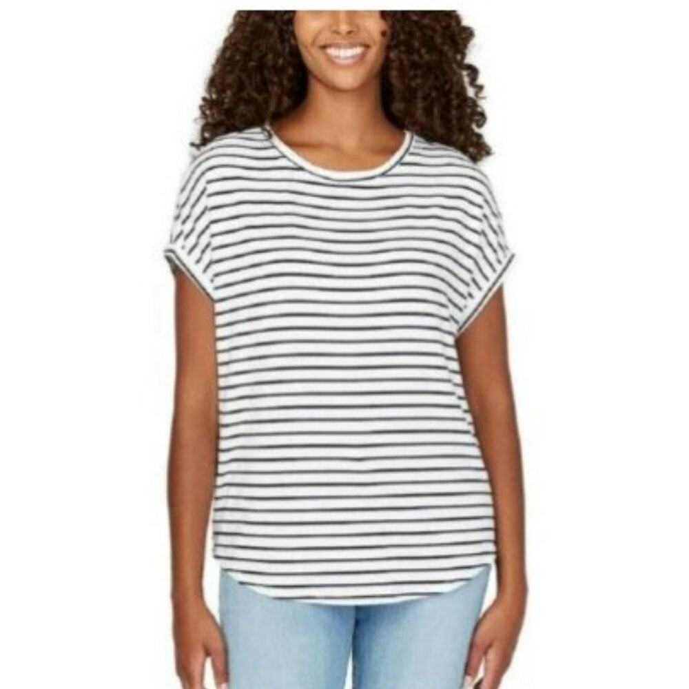 *BUFFALO David Bitton Ladies' Crewneck Short Sleeve Top White/Black XS